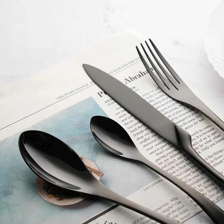 Black Flatware Set for Office Copper Supplier 4