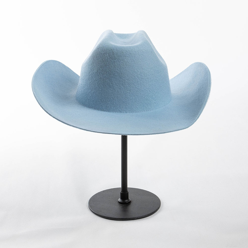 Sombrero de jazz de mezclilla de fieltro de lana con sombrilla para exteriores con borde vuelto hacia arriba 7