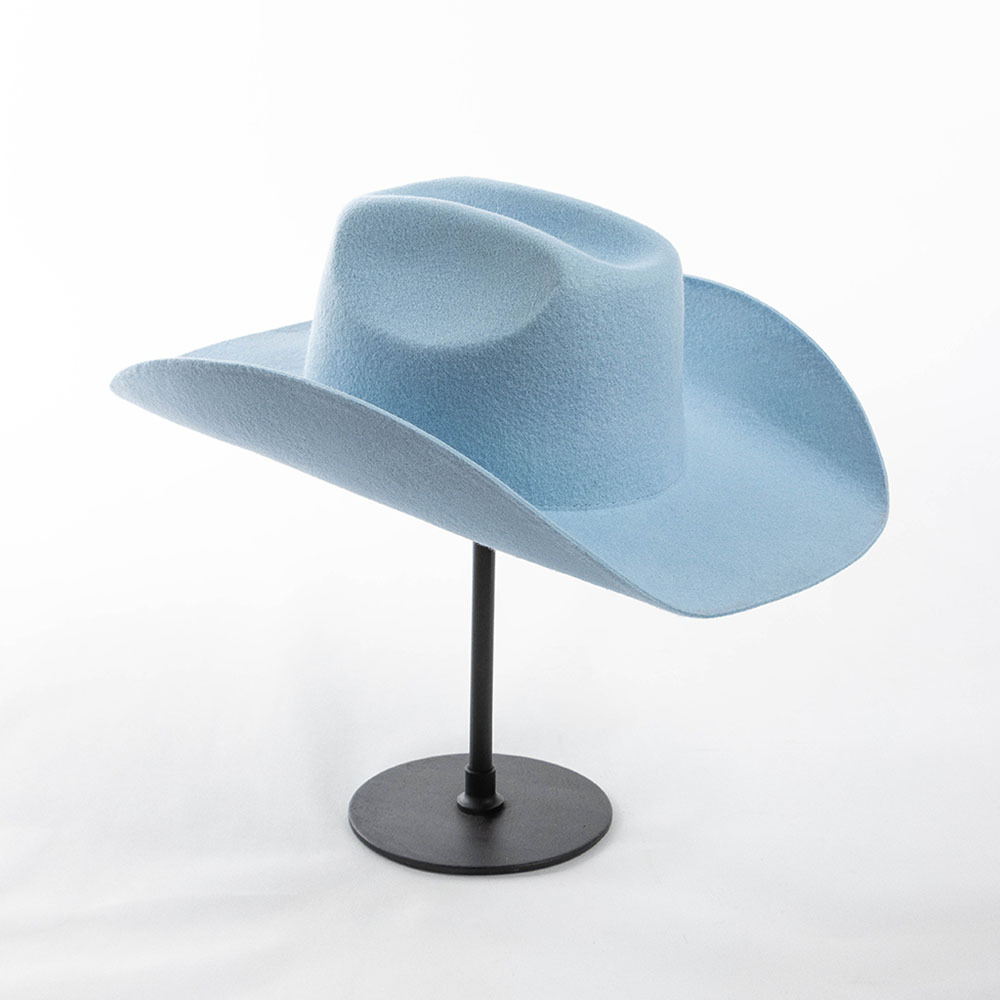 Sombrero de jazz de mezclilla de fieltro de lana con sombrilla para exteriores con borde vuelto hacia arriba 8