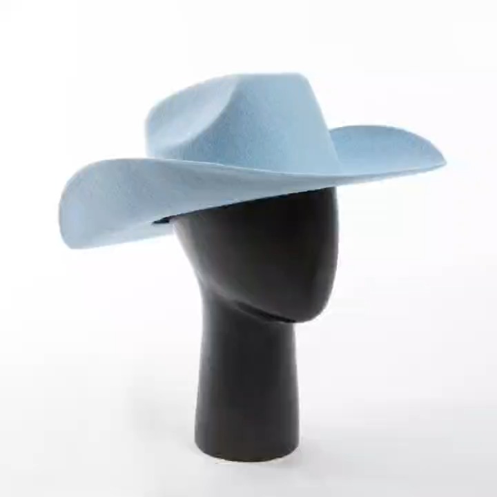 Sombrero de jazz de mezclilla de fieltro de lana con sombrilla para exteriores con borde vuelto hacia arriba 1