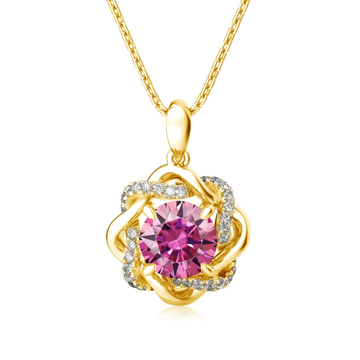 Sterling Silver Necklace 3ct Pink Moissanite Pendant 925 Silver 1