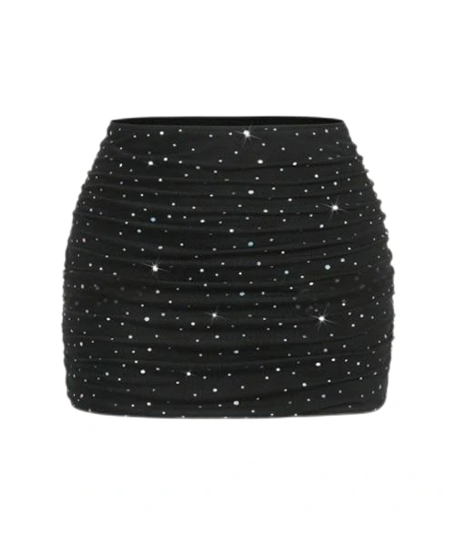 Falda cruzada de lunares con estampado clásico en blanco y negro 1