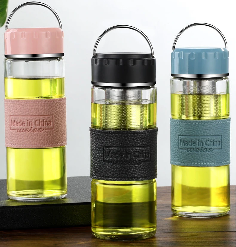 Passen Sie die Macaron-Werbegeschenk-Glaseinlage an. Kreative Wasser-Thermoskanne. Einfache Kaufhaus-Studentenflasche mit Griff 1