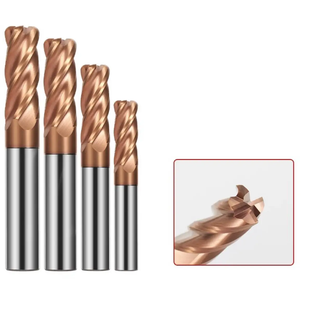Ferramenta de corte CNC endurecida revestida com raio de canto de 4 bordas de carboneto HRC56 1