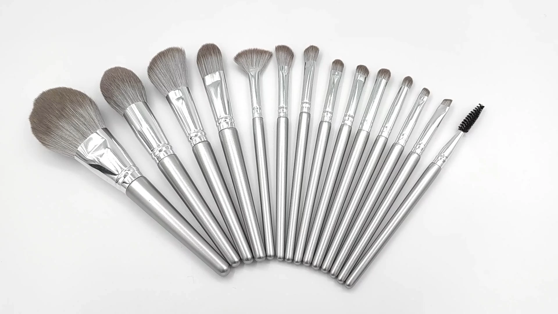 14pcs Silver Makeup Brush Set 1