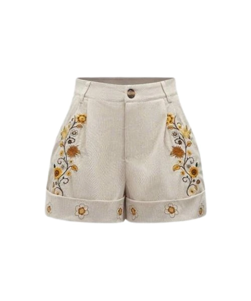 Pantalones cortos con cinturilla bordada para mujer para trajes de negocios 1