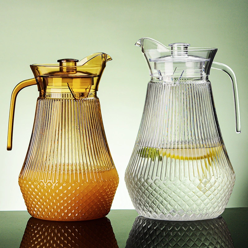 Glassware Octagon Diamond Pattern Cold Glass Water Bottle Tea Pots & Kettles Product 1100ml Glass Cold Water Jug 1
