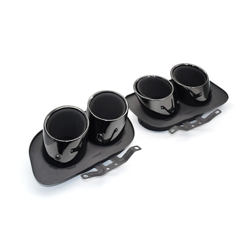 Silver/Black Exhaust Pipe Tip For Porsche 911 Carrera Modified 992 3