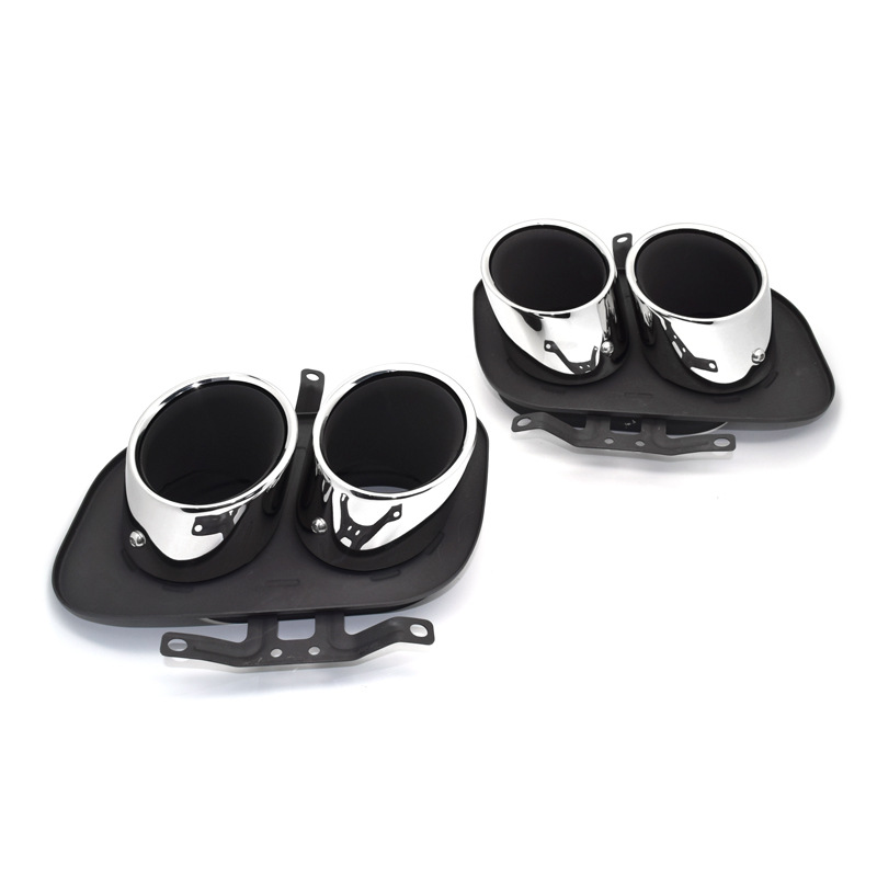 Silver/Black Exhaust Pipe Tip For Porsche 911 Carrera Modified 992 1