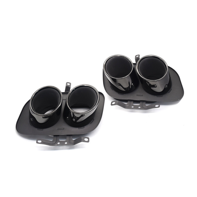 Silver/Black Exhaust Pipe Tip For Porsche 911 Carrera Modified 992 4