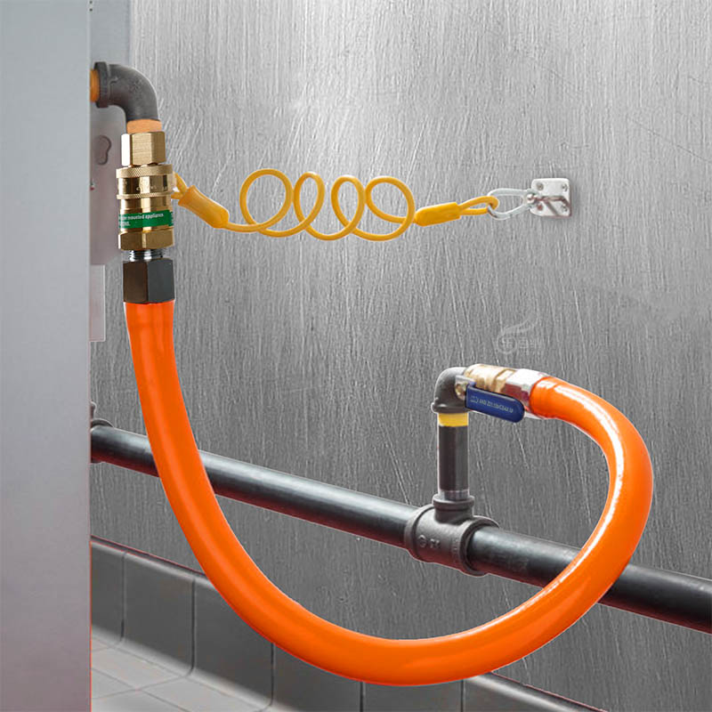 Kit de manguera para cocina de gas de 60 pulgadas con 2 codos, válvula de paso total, diámetro de 3/4'' (Qd3460) 1