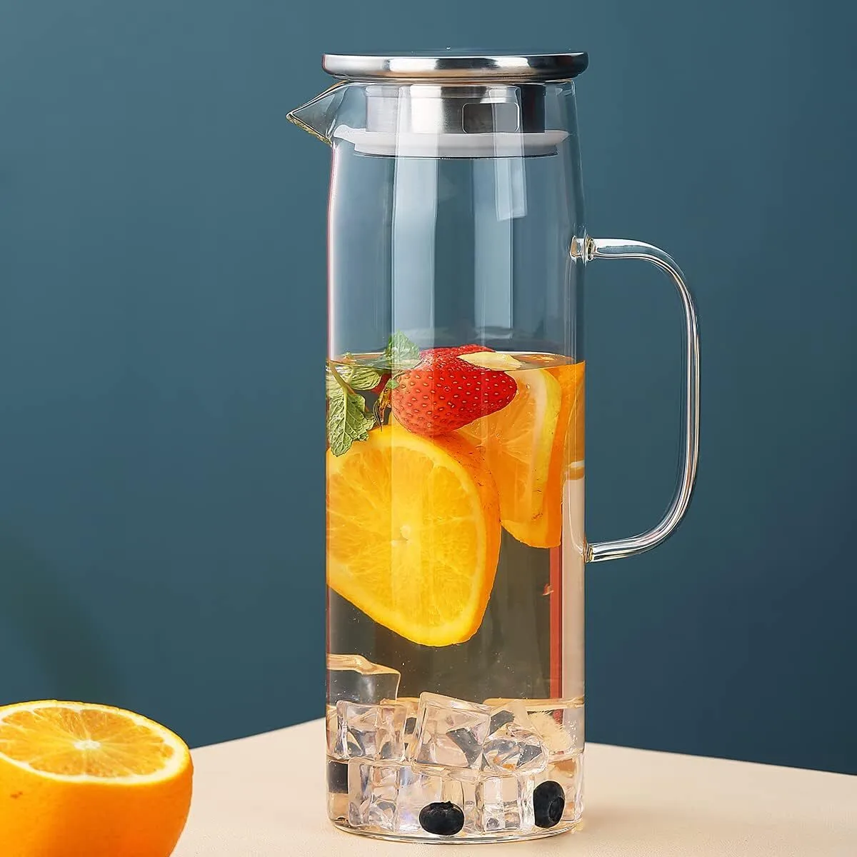 2023 wyroby szklane łatwe do czyszczenia szkło borokrzemowe dzbanek na herbatę 1800ml dzbanek na wodę ze zdejmowaną pokrywką do herbaty Cafe lemoniada sok mleczny 1