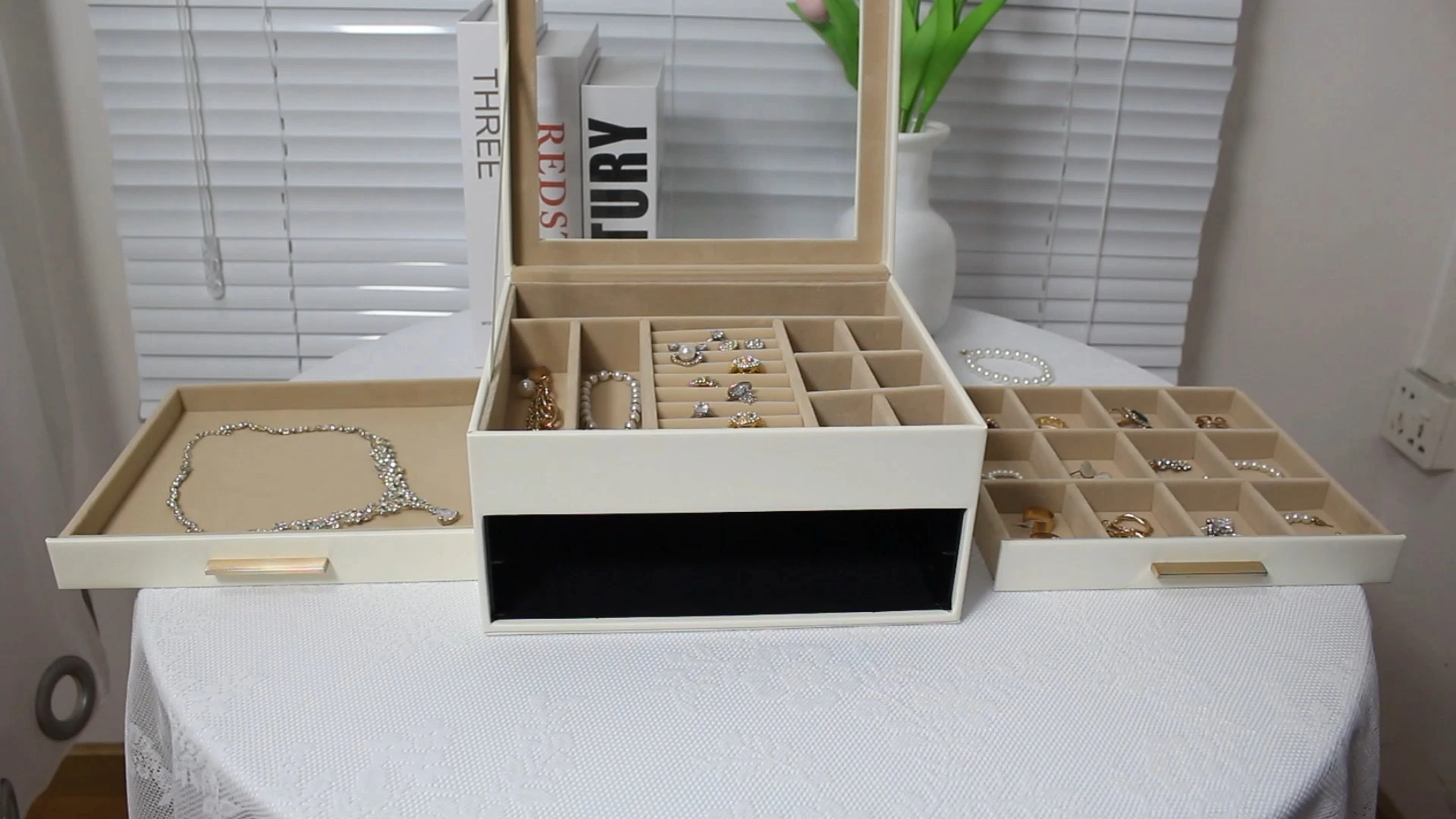 Schmuck-Organizer, Schiebeschubladen aus PU-Leder zur Präsentation von Verpackungen, Aufbewahrungsbox 1