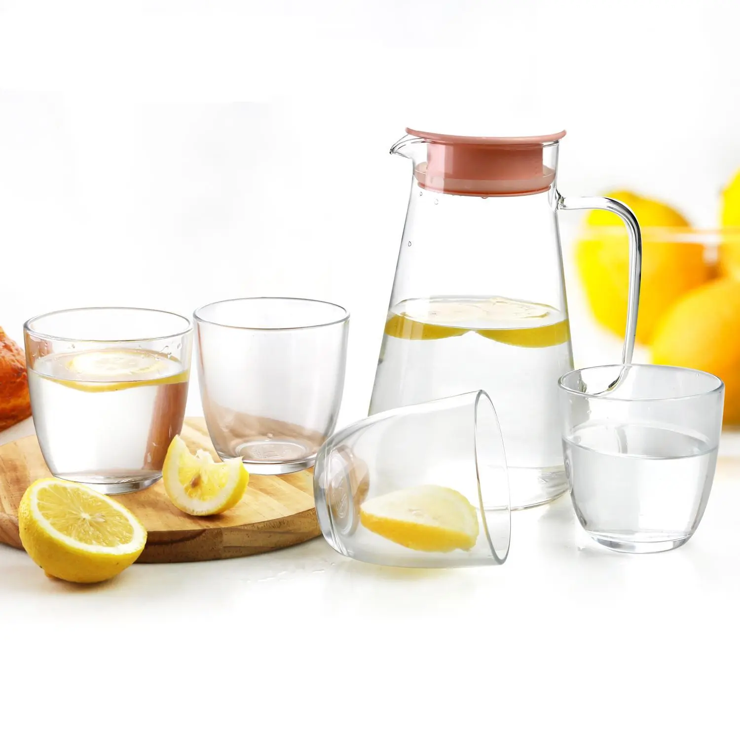 Large Cool Glass Pitcher Water kettle Jug Carafe with Plastic Lid and Spout For Hot Cold Water Tea Juice Coffee Lemonade 1
