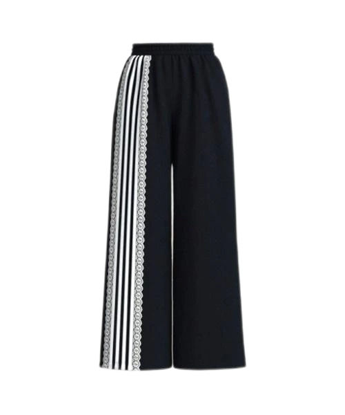 Women's Black and White Striped Joggers 1