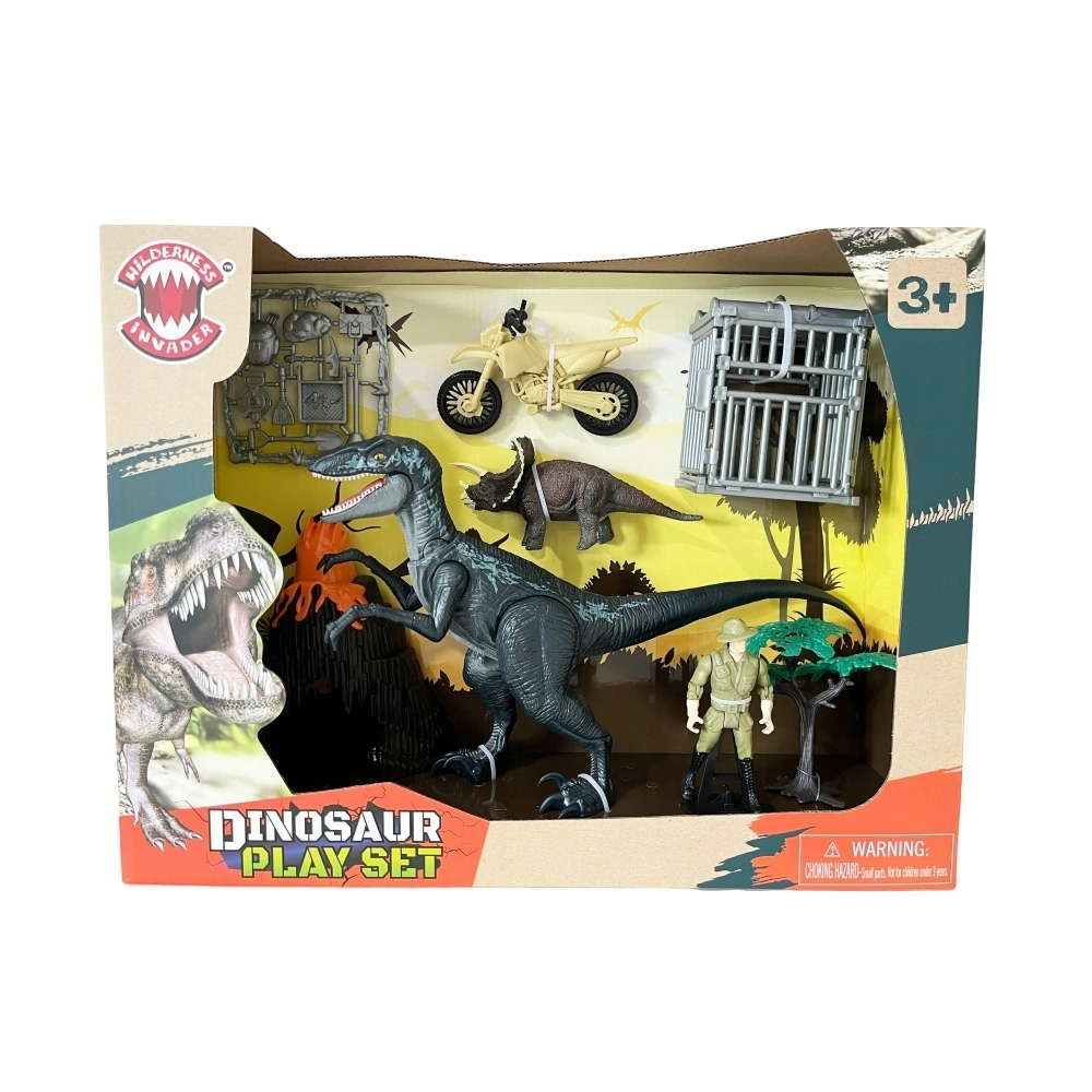 Velociraptor fait du son, accessoires de Cage de volcan de dinosaure, jouet en plastique 1