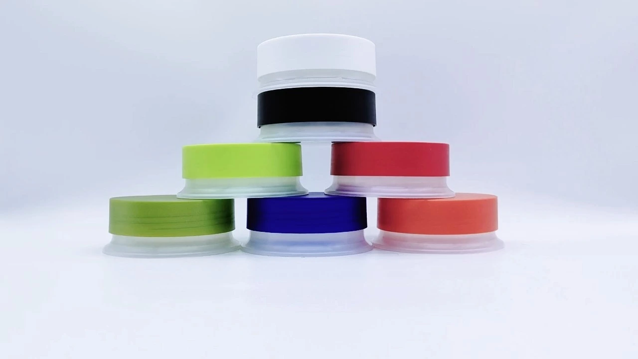 Glamorous 100g/150g frosted transparent PP hair care jars with colored screw caps 1