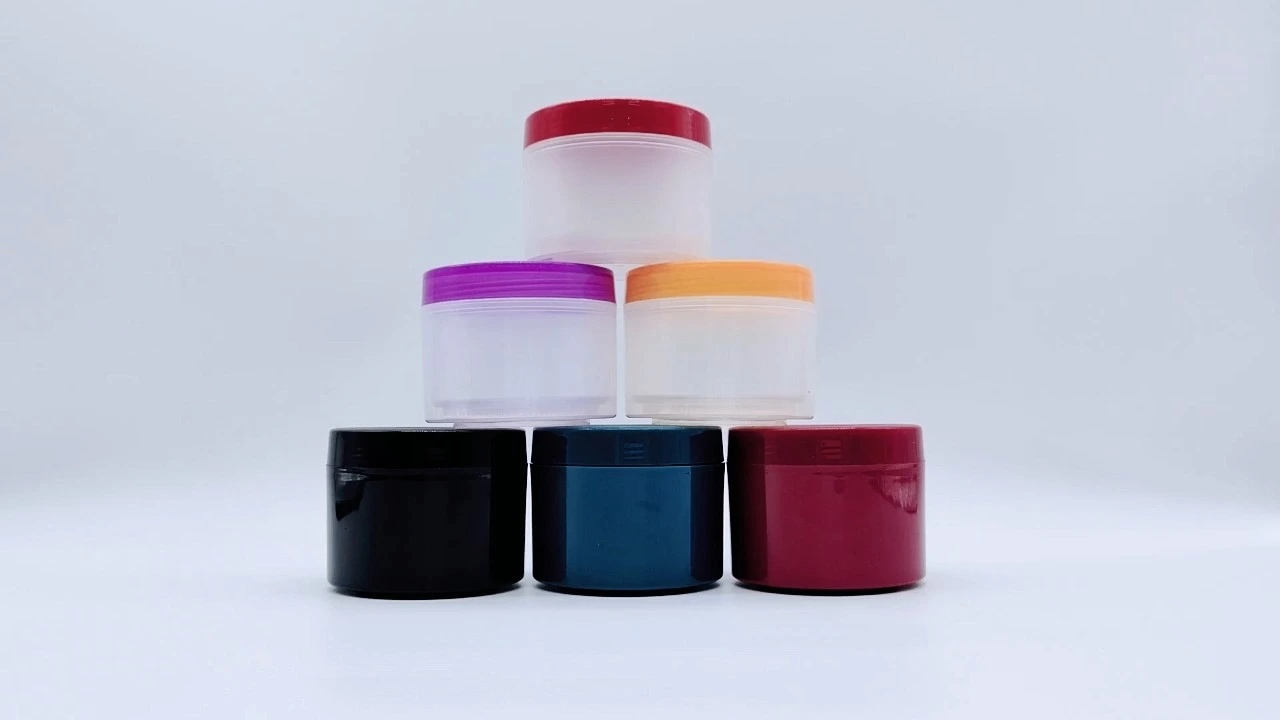 Glamorous 100g colored transparent cylindrical PP hair care jars 1