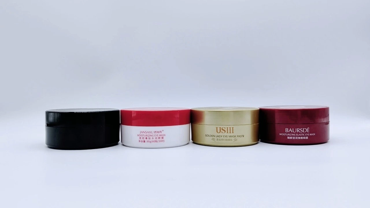 Glamorous 100g red/black/white/golden PS flat round hair care jars 1