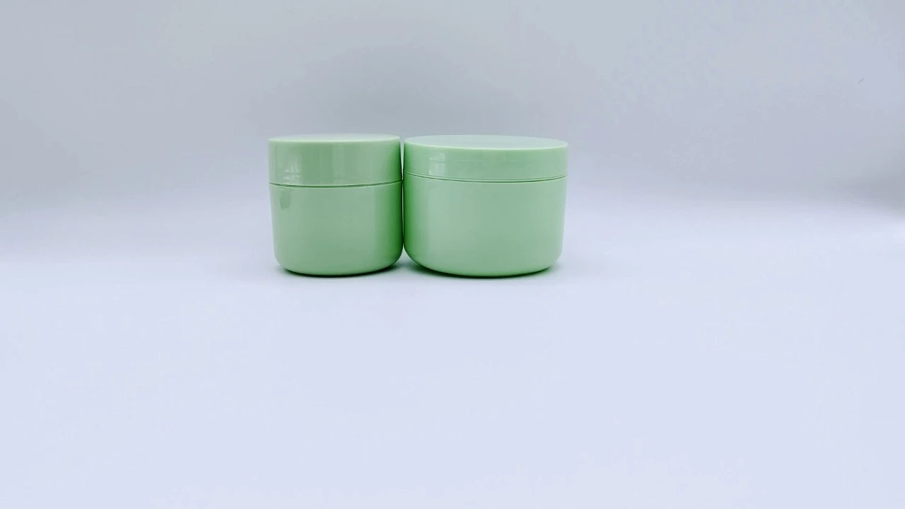 Glamorous green smooth PP double-wall hair care jars 1