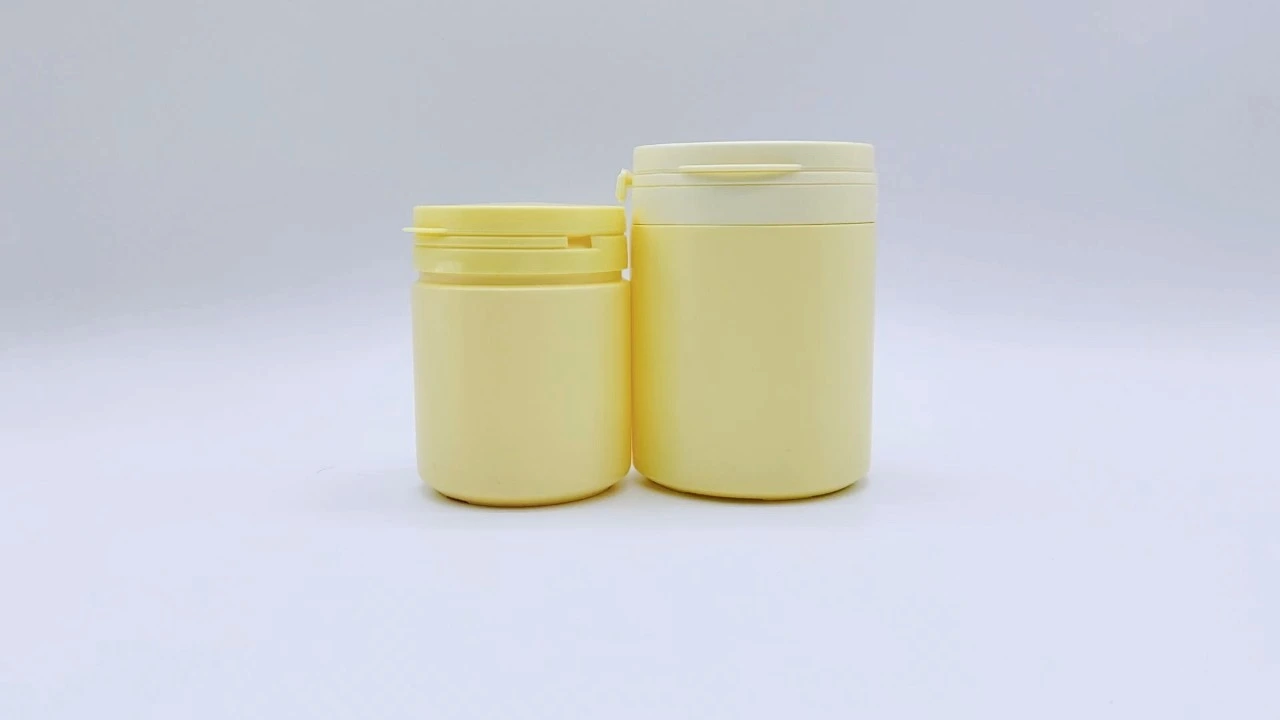 Glamorous 180g/300g yellow PP hair care jars with flip top cap 1