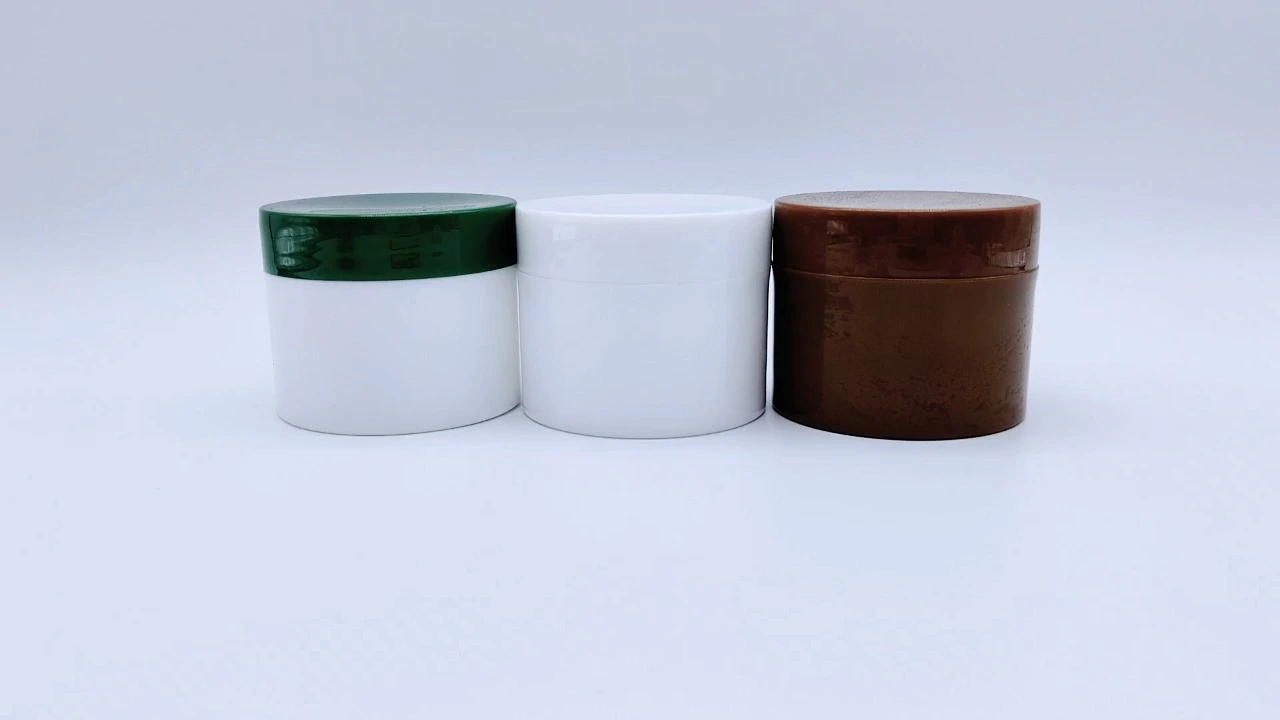 Glamorous 100g white/brown smooth PP single-wall hair care jars 1