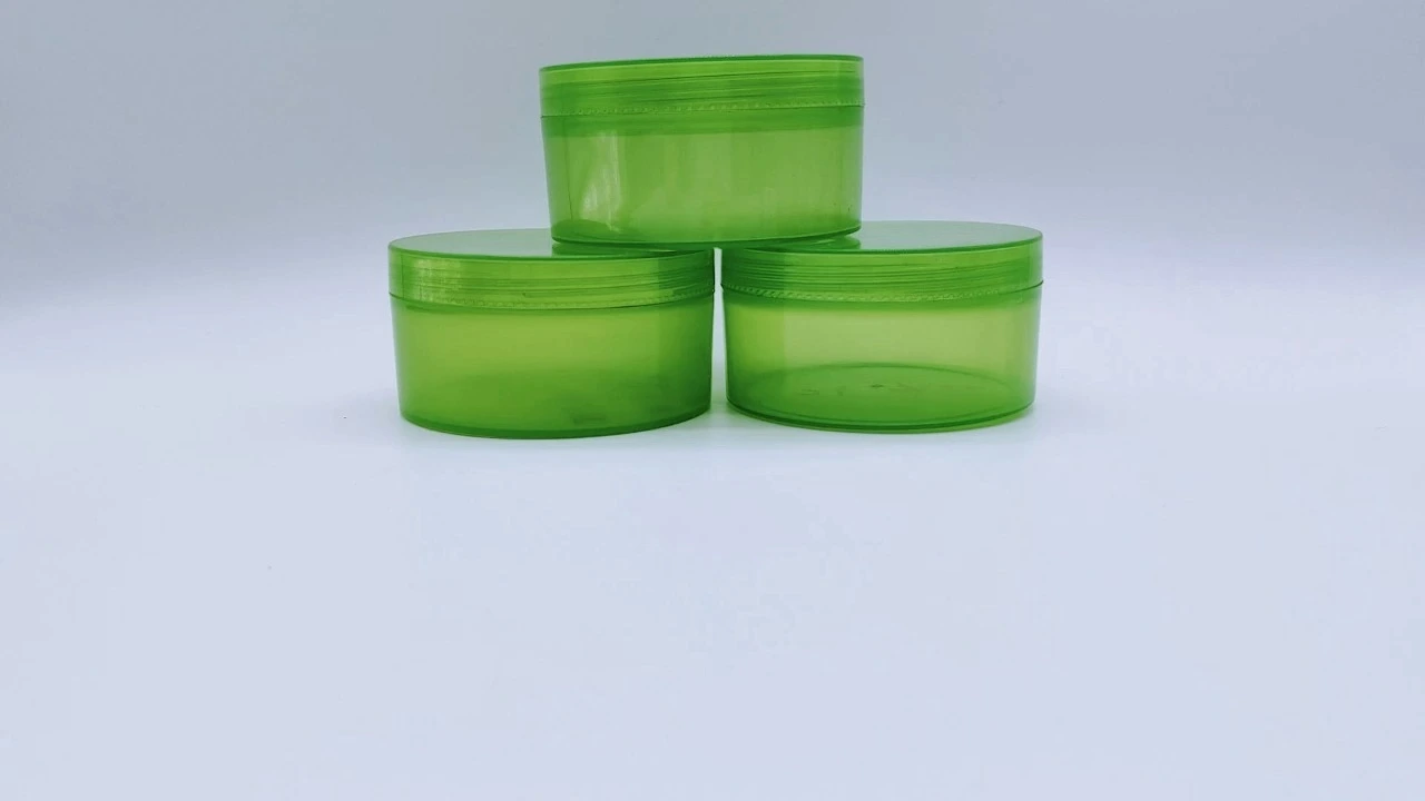 Glamorous 300g green smooth transparent PP/PET hair care jars 1
