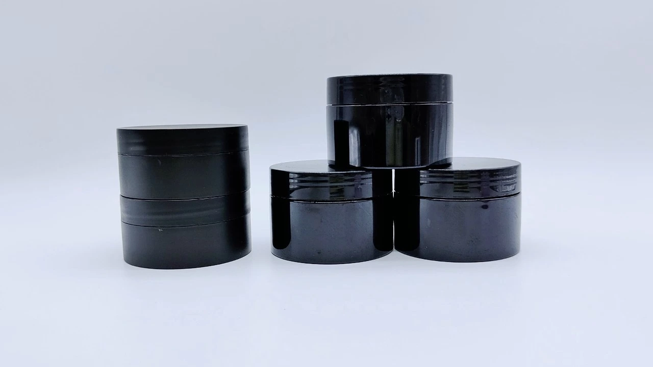 Glamorous 100g/120g/140g/200g black smooth single-wall PET hair care jars 1