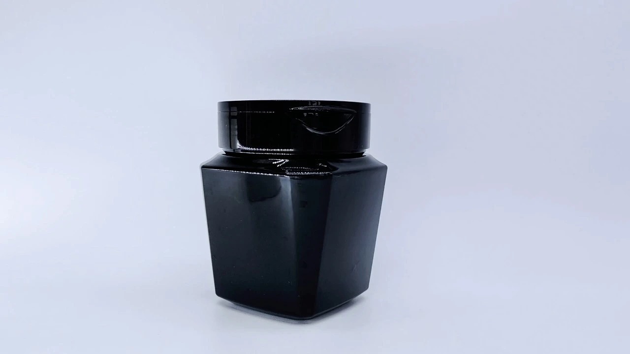 Glamorous 250g black smooth PET single-wall hair care jars 1