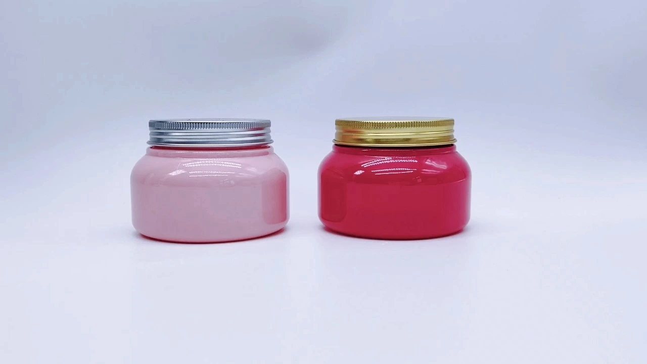 Glamorous 250g pink/red smooth PET single-wall hair care jars 1