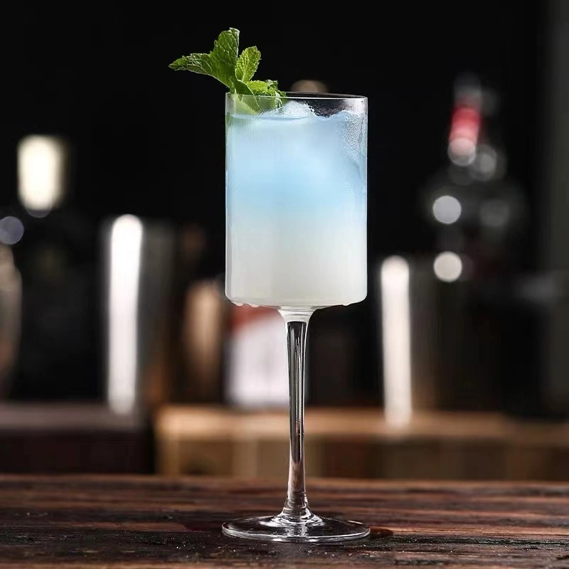 현대 유리 크리스탈 유리 스트레이트 스퀘어 와인 잔 슬림 경량 와인 잔 공예 맥주 화이트 와인 샴페인 잔 1