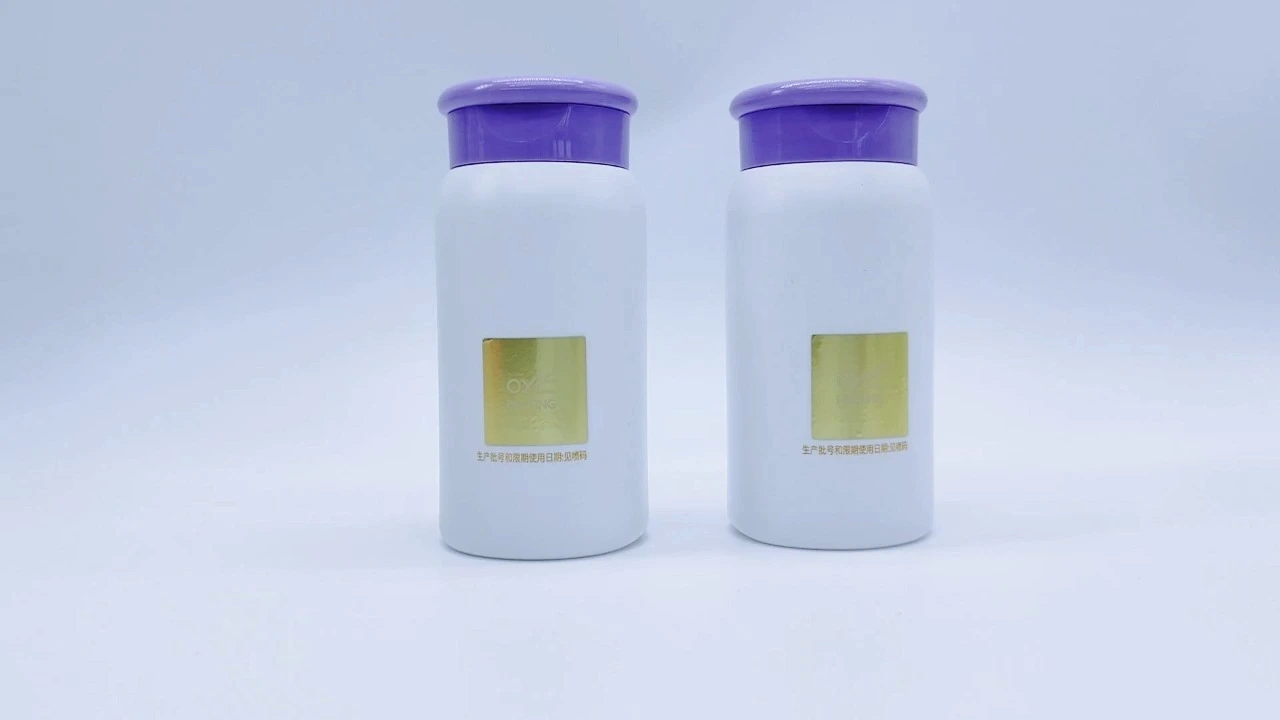 Glamorous 20g white plastic cylindrical loose powder jar with flip top caps 1