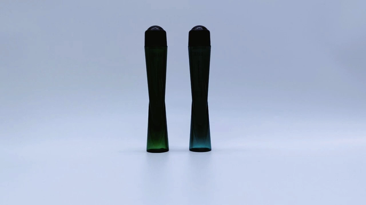 Glamorous 10ml green/blue transparent plastic skin care essential oil bottle steel ball roller 1