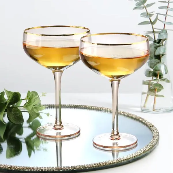 High Quality 200ml Glass Cup with Gold Rib and Pigment Bride Birthday Wine Glass Balloon Wine Glasses 1