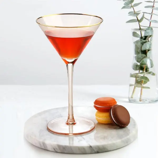 Cheap Tall Stem 200ml Glass Cup with Gold Rib and Pigment Decorated High Red Wine Glasses Stem Wine Glasses 1