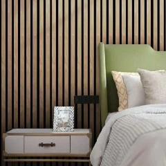 Panel de pared de listones acústicos, Panel de chapa de madera, listones decorativos 3D, paneles acústicos para decoración de paredes interiores 1