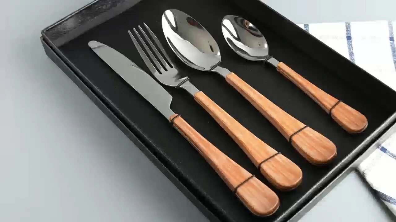 Wood grip with stainless steel 410 11/0 best sell in South American flatware 1