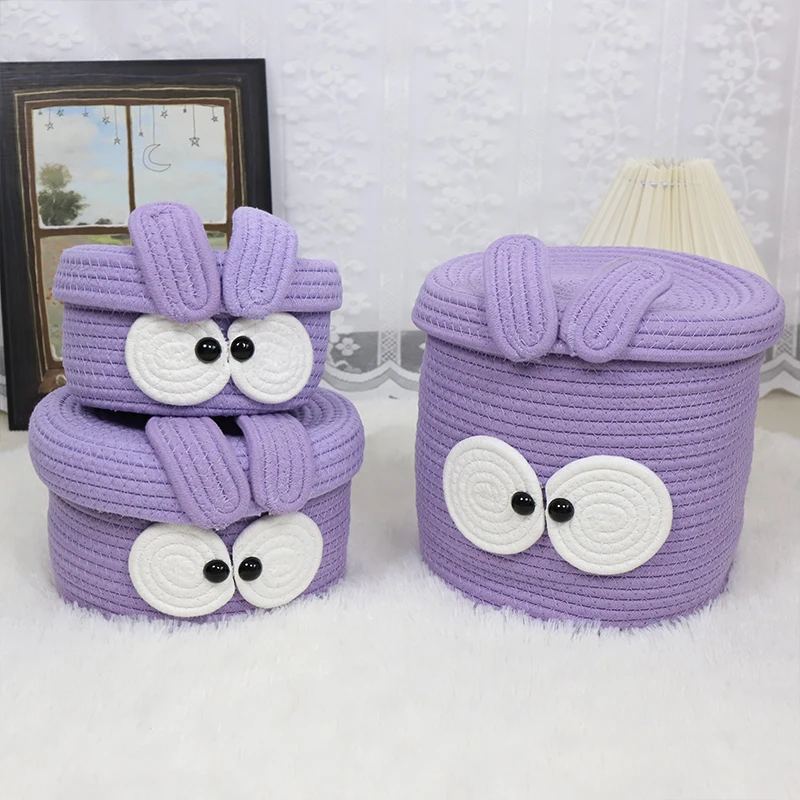 Cotton Rope Basket  cartoon shape decoration  with cover design  Basket Gem 1