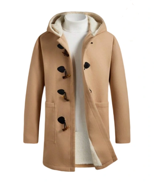 Men's Woven Longline Hooded Trench Coat with Drop Shoulder 1