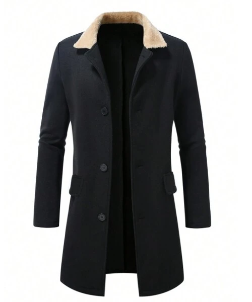 Gabardina informal de doble botonadura con cuello en contraste para hombre 1