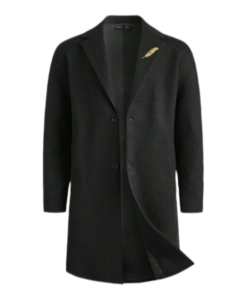 Embroidered Men's Trench Coat with Feather Detail 1
