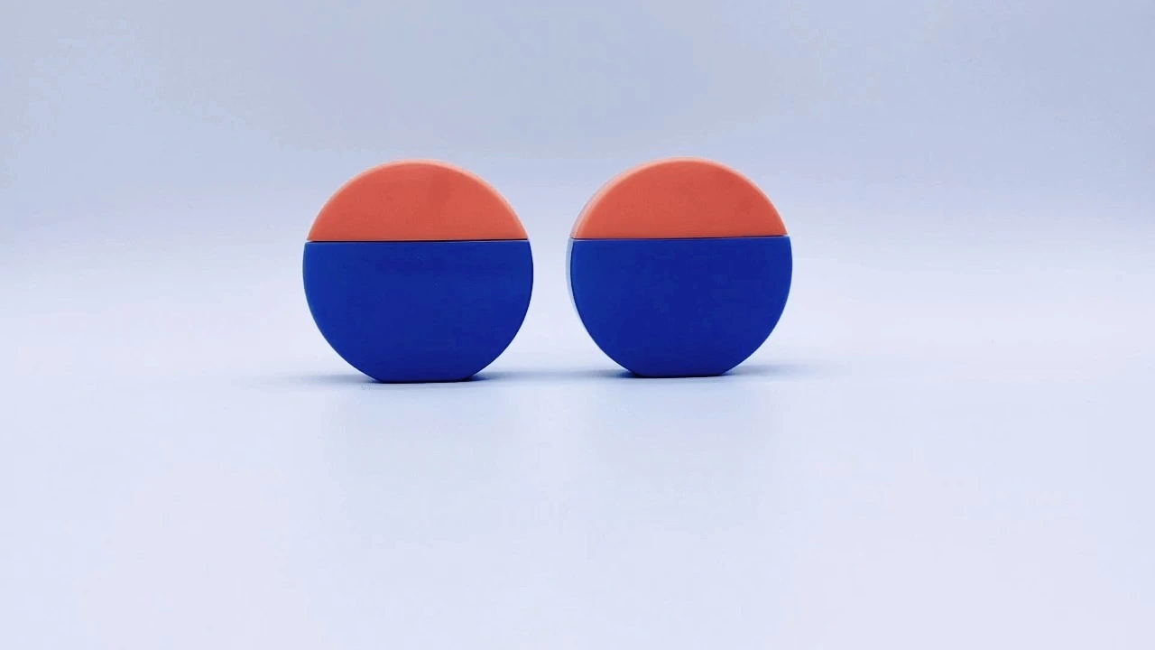 Flacons de lotion ronds en PE bleu et orange glamour de 50 ml, pots de crème solaire 1