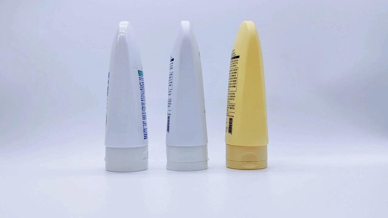 Glamorous 200ml white/yellow PE PET squeeze lotion bottles with flip  top caps 1