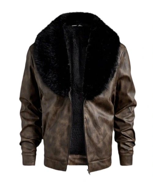 Mens Casual Loose Open Front PU Leather Coat 1