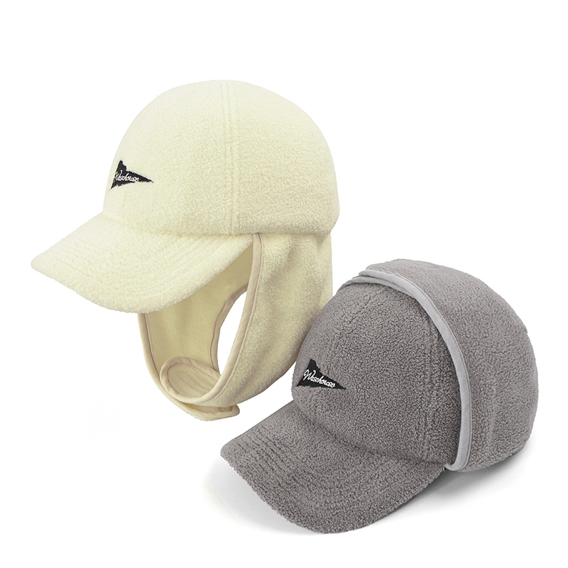 Cappello Ushanka da baseball morbido con paraorecchie in pile ricamato invernale 1