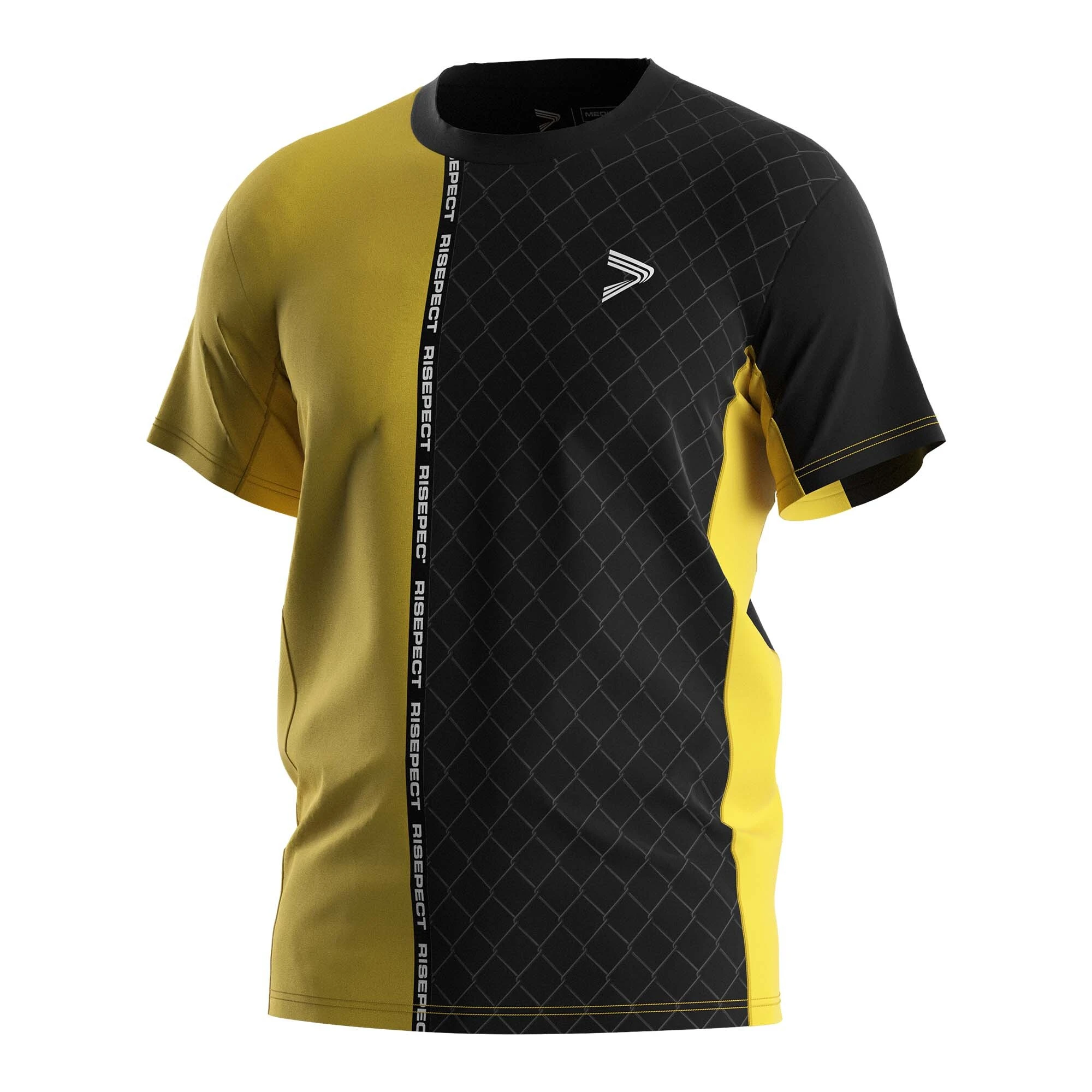 Rise Two-color Muay Thai T-Shirt black yellow Mesh Underarm 1