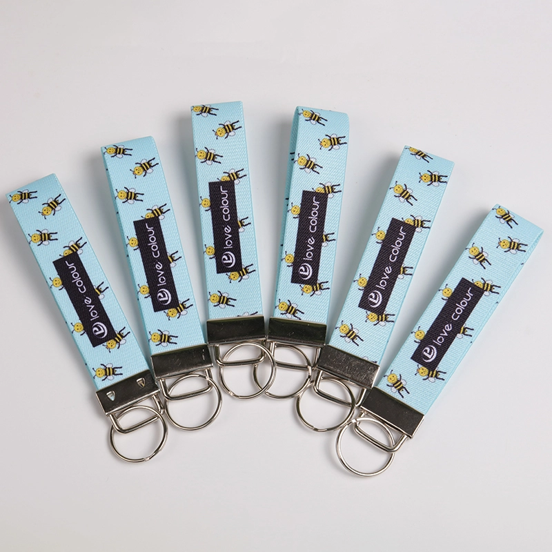 Correia curta personalizada com padrão de sublimação de fabricante de cordão curto com anel 1