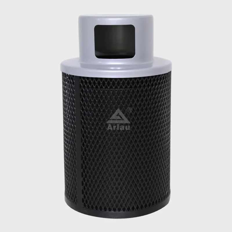 Outdoor Diamond Steel 36 Gallon Black Trash Can 1