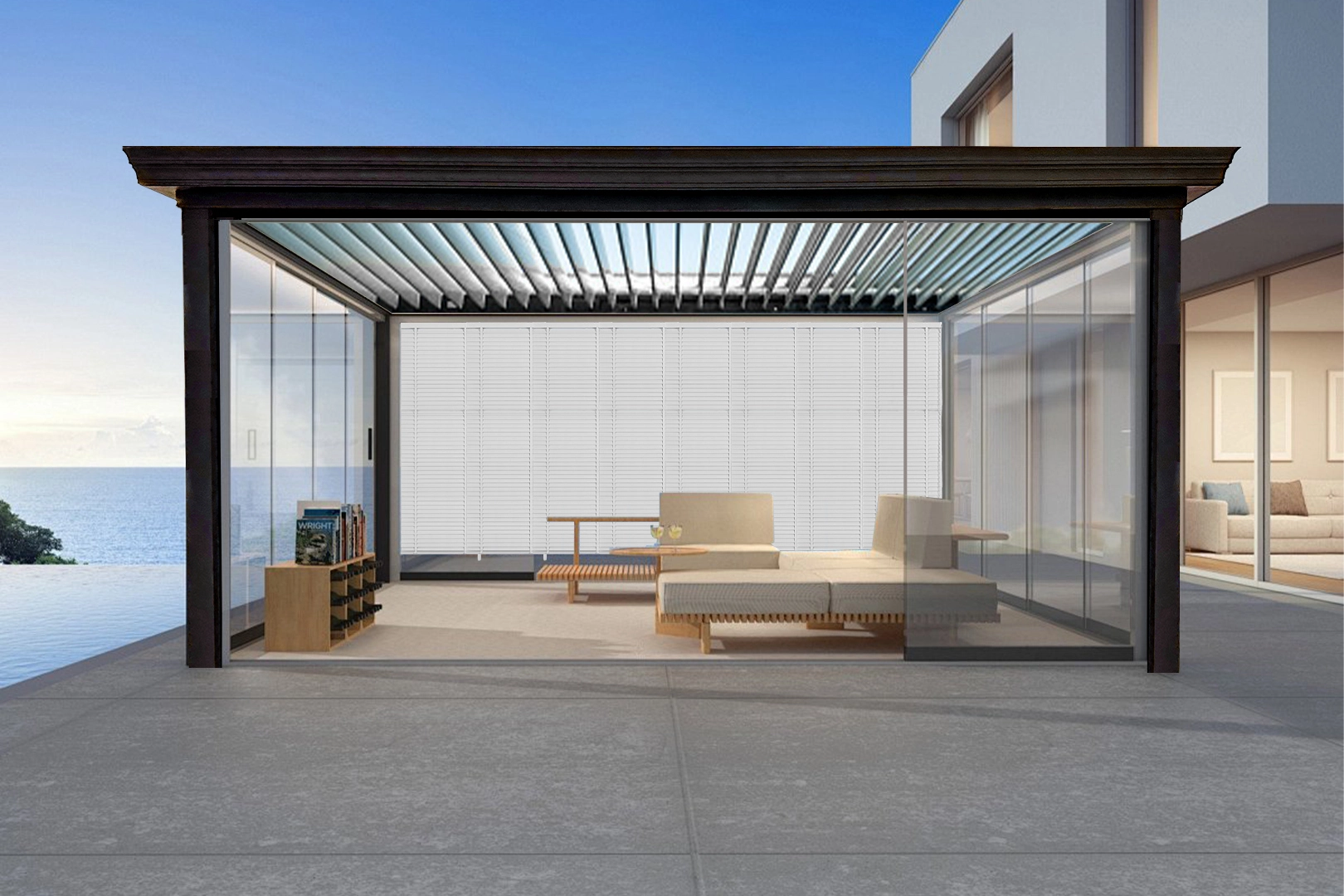 Imlang Luxury pergola moottoroitu markiisi louvered alumiiniseos aurinkohuone 1