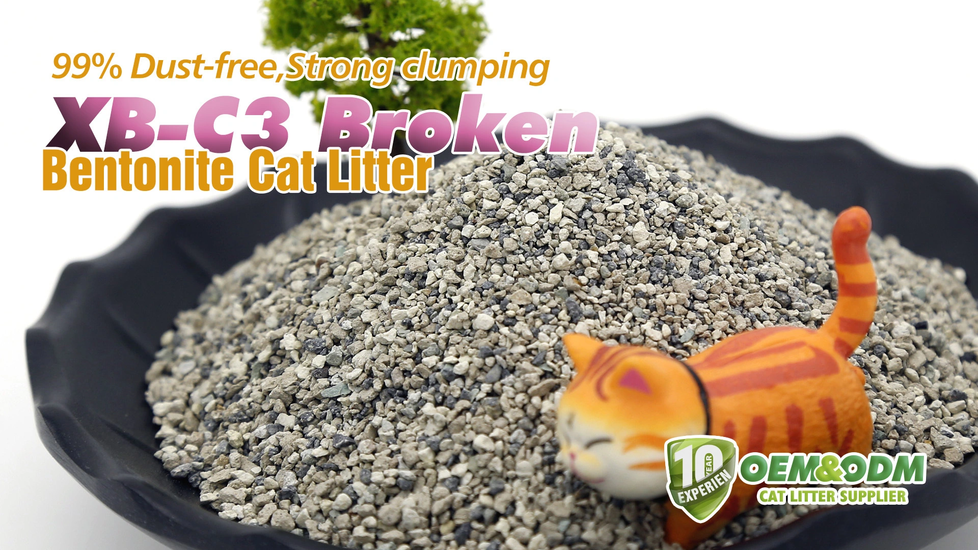 Volcanic Mineral Broken Bentonite Cat Litter for cats OEM Factory Strong Clumping XB-C3 1